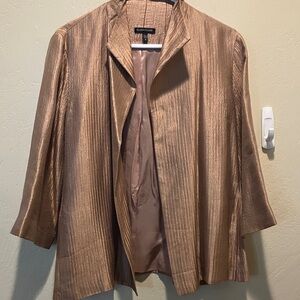 EUC Eileen Fisher Rose Gold 100% Silk Open-Front Blazer Size M Worn 1X